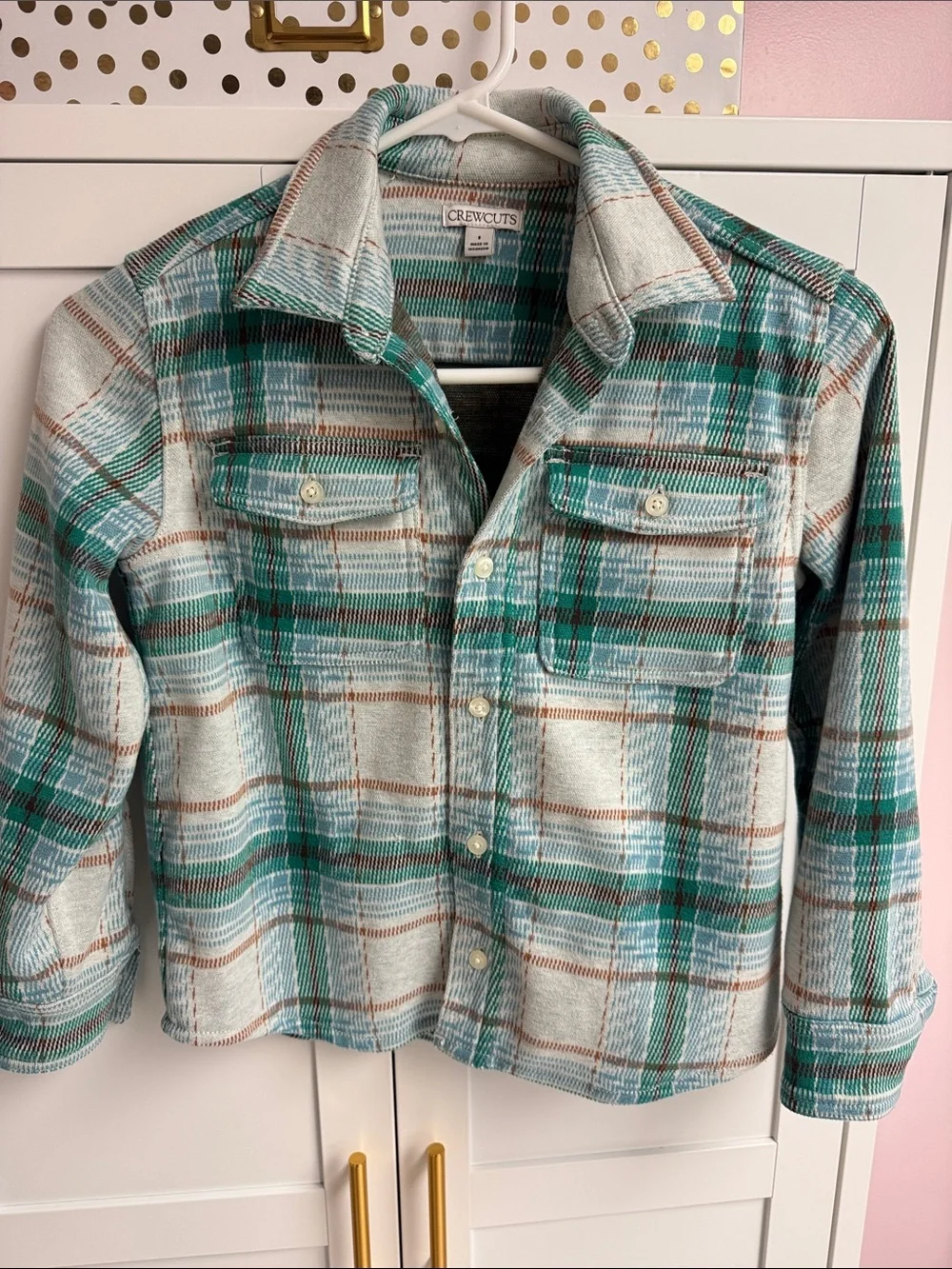 Crewcuts Plaid Jean-Style Jacket - Teal & Cream